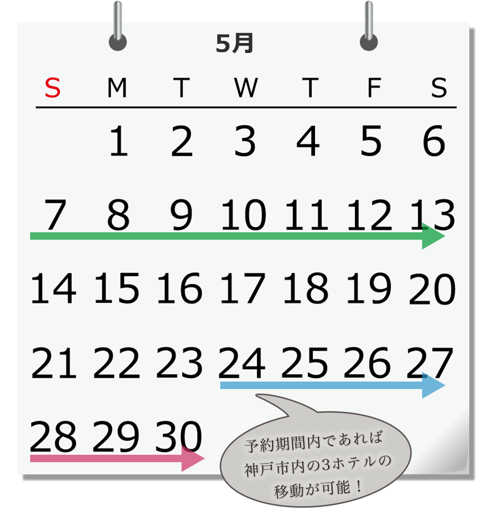 期間中合計で30泊ご利用の場合カレンダー