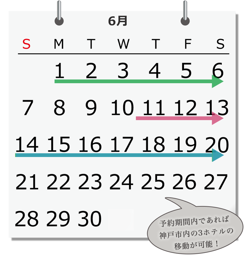 期間中合計で30泊ご利用の場合カレンダー